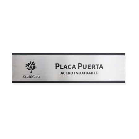 PLACA PARA PUERTA DE OFICINA EN ACERO INOXIDABLE Y ALUMINIO